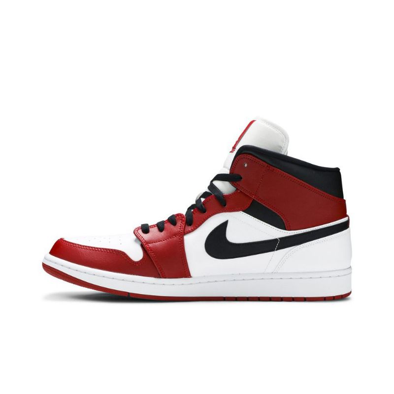Air Jordan 1 Mid Hvid Rød Sort Sko Herre