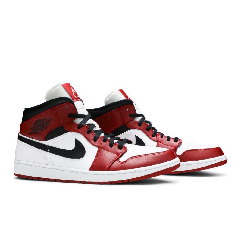 Air Jordan 1 Mid Hvid Rød Sort Sko Herre