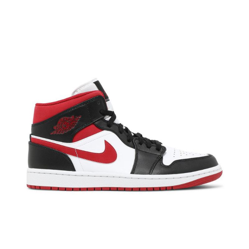 Air Jordan 1 Mid Hvid Rød Sort Sko Herre