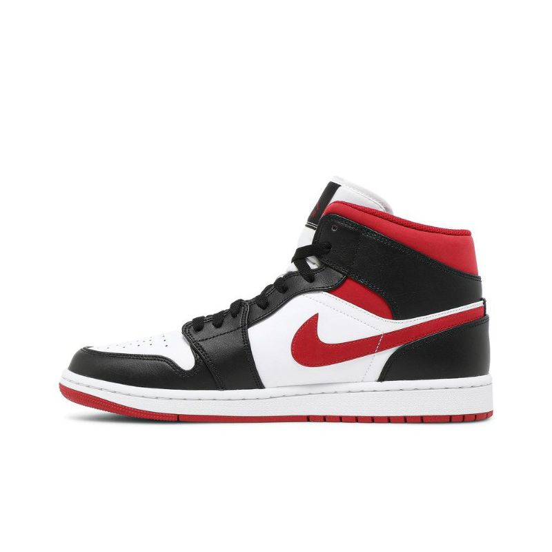 Air Jordan 1 Mid Hvid Rød Sort Sko Herre