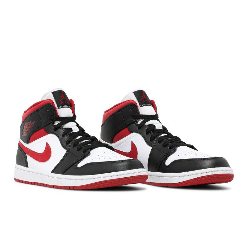 Air Jordan 1 Mid Hvid Rød Sort Sko Herre