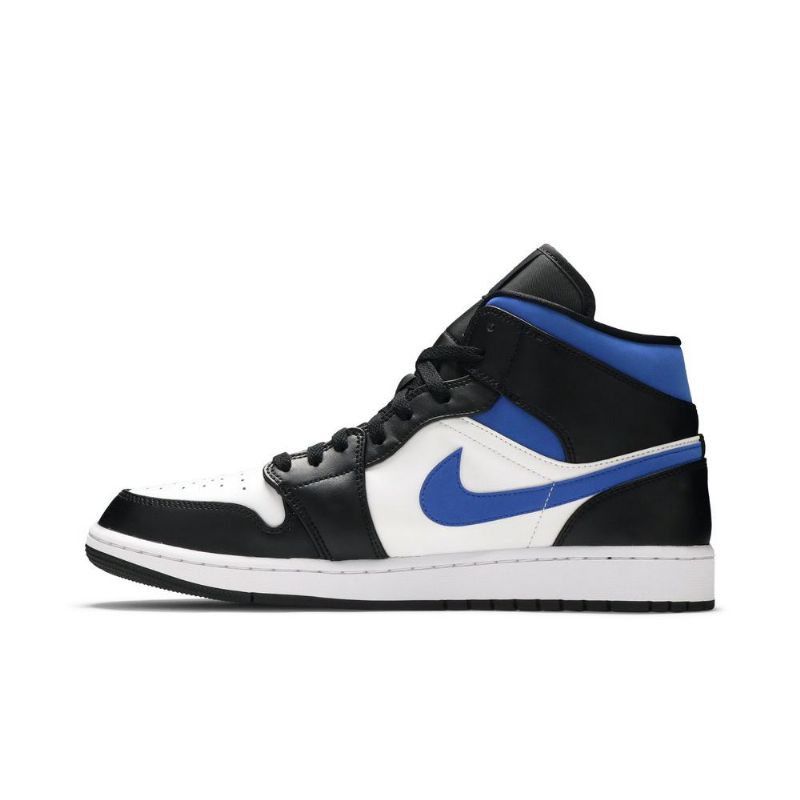 Air Jordan 1 Mid Hvid Sort Blå Sko Herre