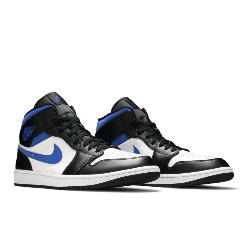 Air Jordan 1 Mid Hvid Sort Blå Sko Herre