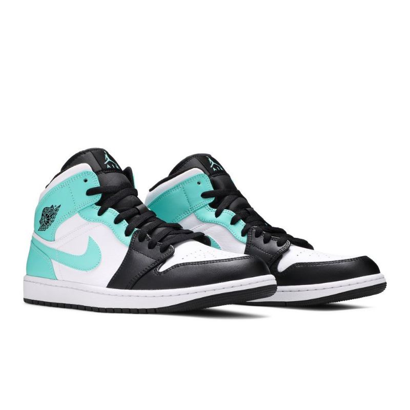 Air Jordan 1 Mid Hvid Sort Blå Sko Herre