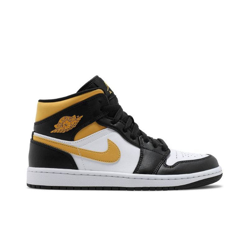 Air Jordan 1 Mid Hvid Sort Guld Sko Herre