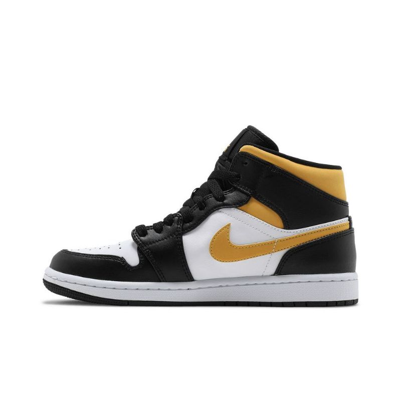 Air Jordan 1 Mid Hvid Sort Guld Sko Herre