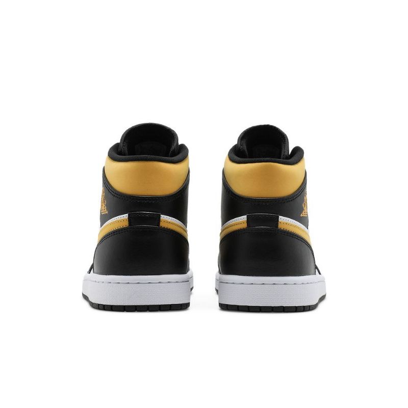 Air Jordan 1 Mid Hvid Sort Guld Sko Herre