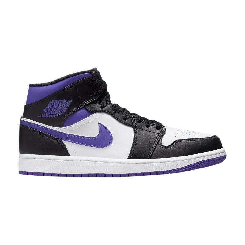 Air Jordan 1 Mid Hvid Sort Lilla Sko Herre