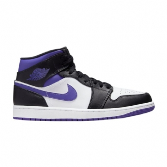 Air Jordan 1 Mid Hvid Sort Lilla Sko Herre