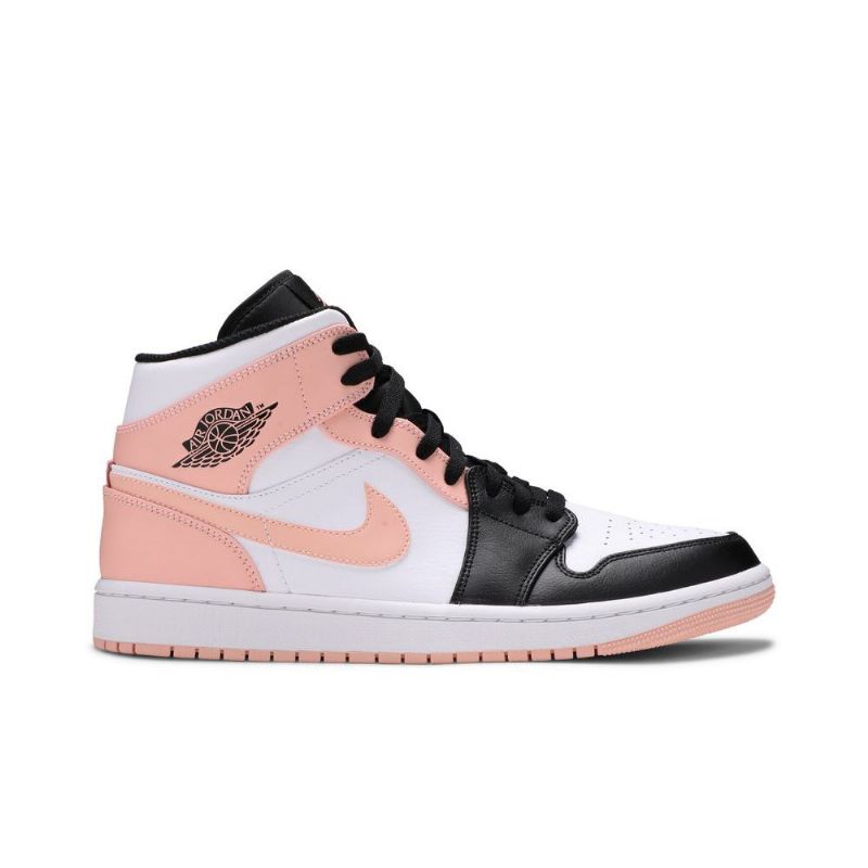 Air Jordan 1 Mid Hvid Sort Lyserød Sko Herre