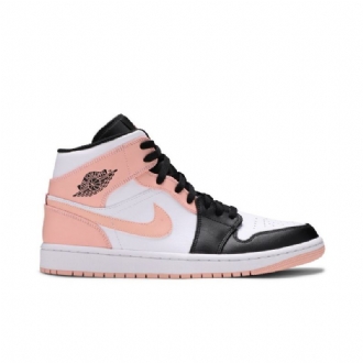 Air Jordan 1 Mid Hvid Sort Lyserød Sko Herre