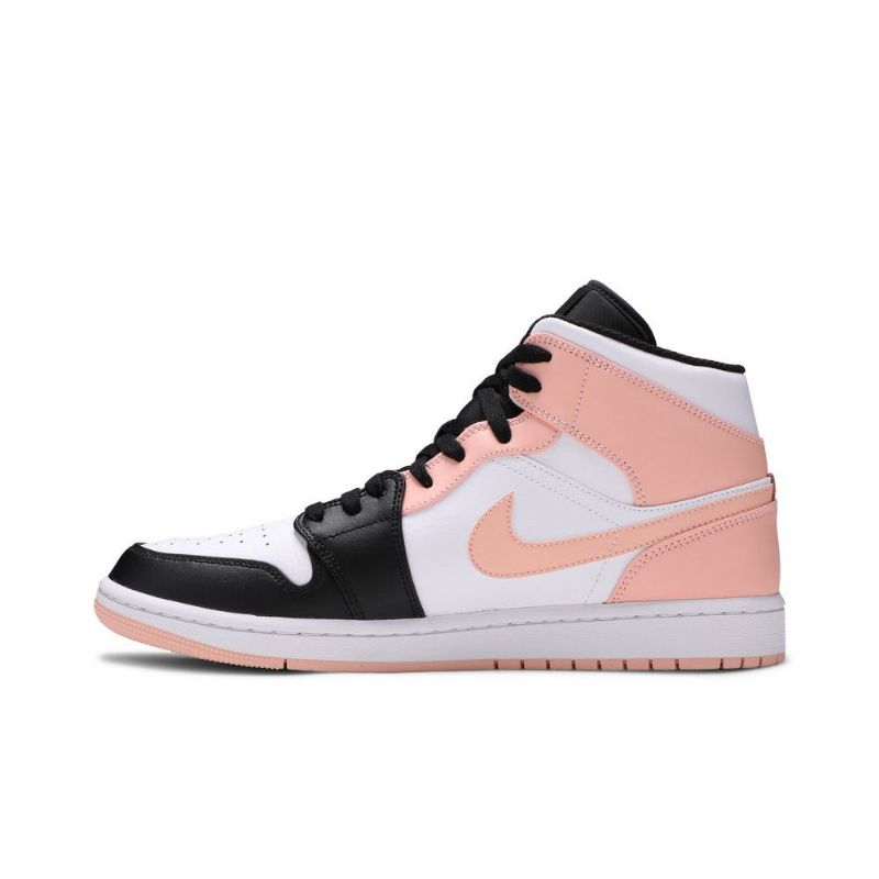 Air Jordan 1 Mid Hvid Sort Lyserød Sko Herre