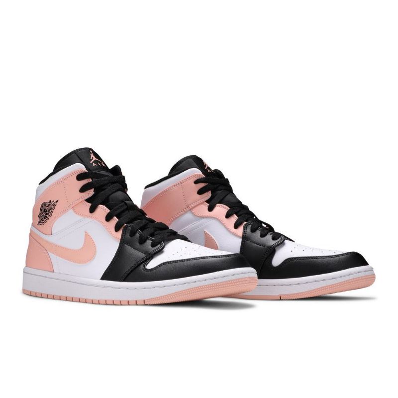 Air Jordan 1 Mid Hvid Sort Lyserød Sko Herre