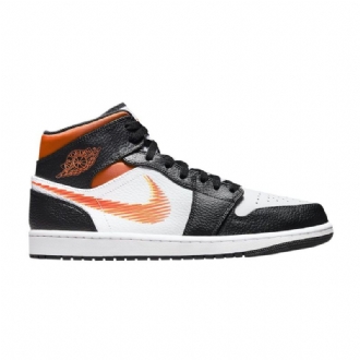 Air Jordan 1 Mid Hvid Sort Orange Sko Herre
