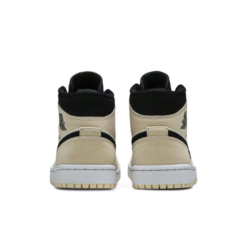 Air Jordan 1 Mid Khaki Sort Hvid Sko Dame