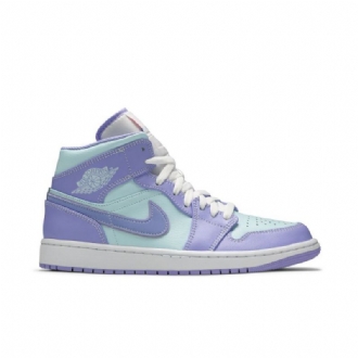 Air Jordan 1 Mid Lilla Blå Hvid Sko Herre