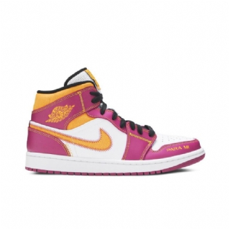 Air Jordan 1 Mid Lilla Hvid Guld Sko Herre