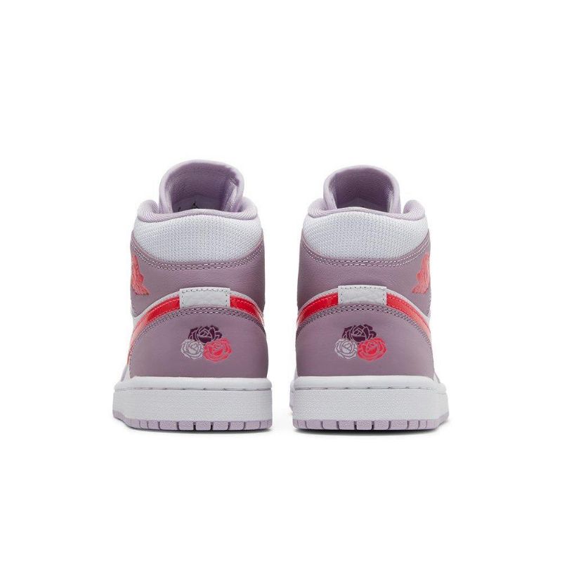 Air Jordan 1 Mid Lilla Hvid Rød Sko Dame