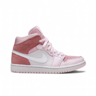 Air Jordan 1 Mid Lyserød Hvid Sko Dame