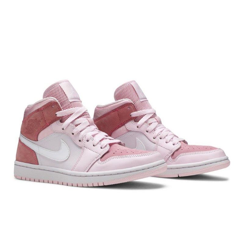 Air Jordan 1 Mid Lyserød Hvid Sko Dame