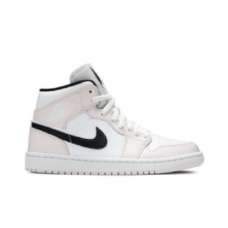 Air Jordan 1 Mid Lyserød Hvid Sort Sko Dame