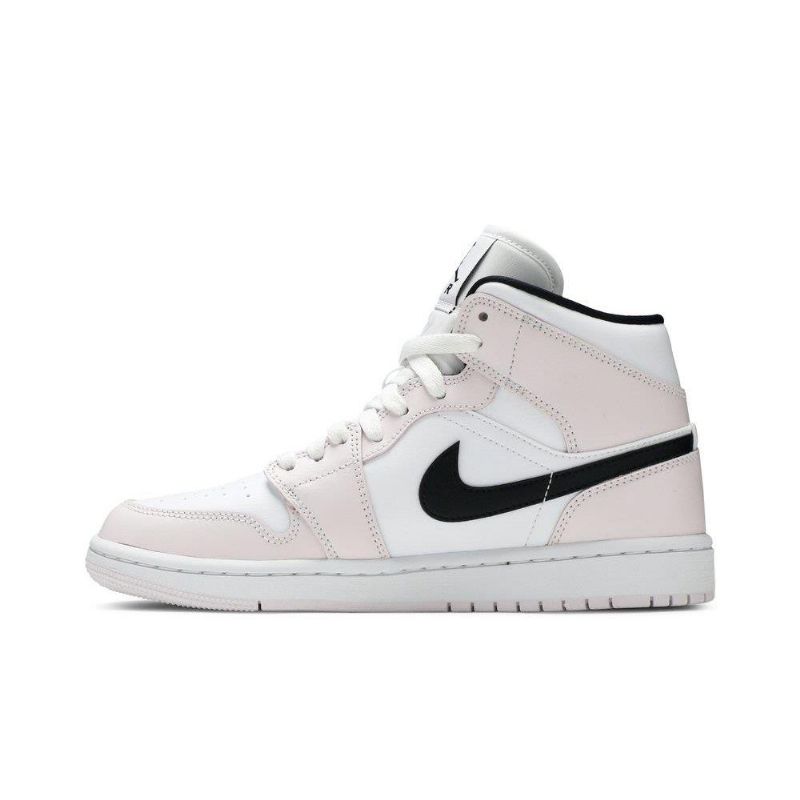 Air Jordan 1 Mid Lyserød Hvid Sort Sko Dame