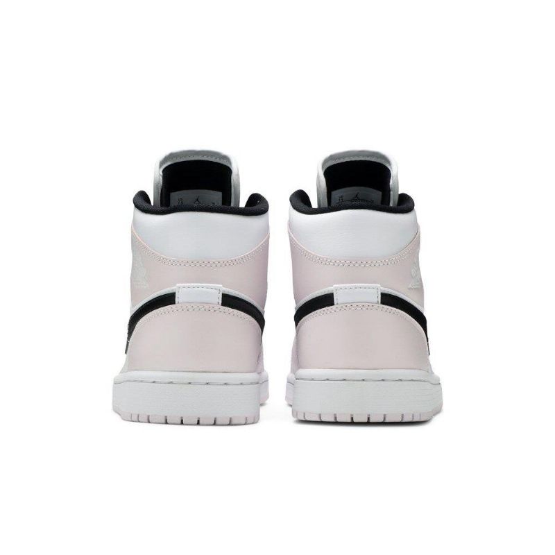 Air Jordan 1 Mid Lyserød Hvid Sort Sko Dame