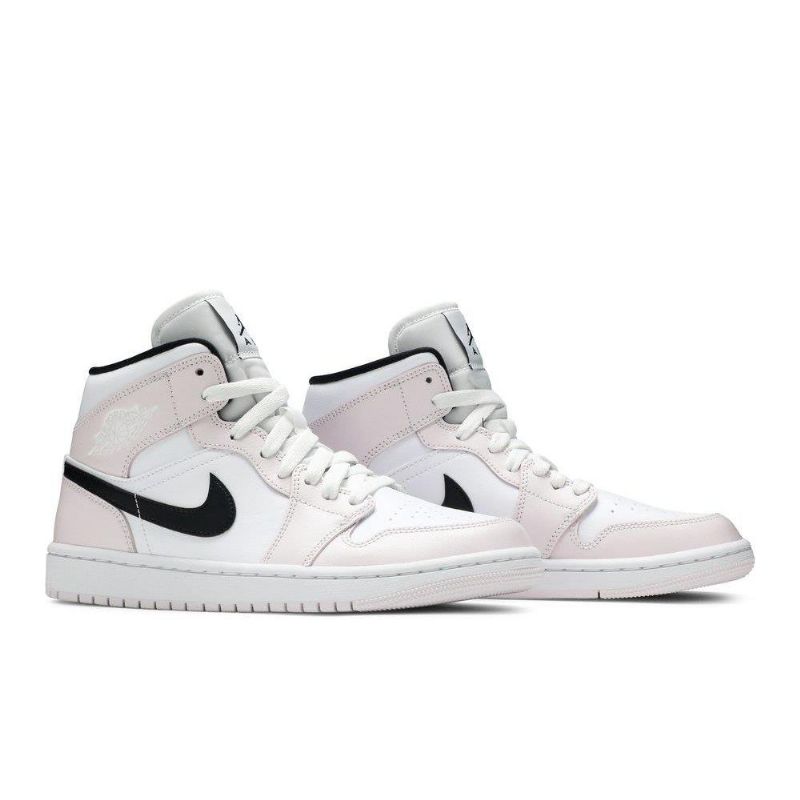 Air Jordan 1 Mid Lyserød Hvid Sort Sko Dame