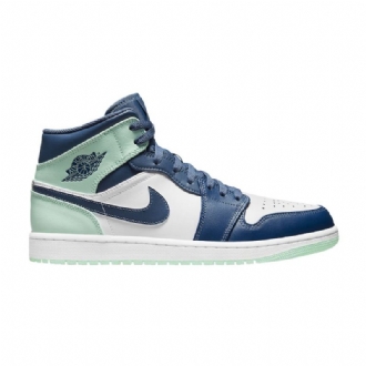 Air Jordan 1 Mid Marineblå Grøn Hvid Sko Herre