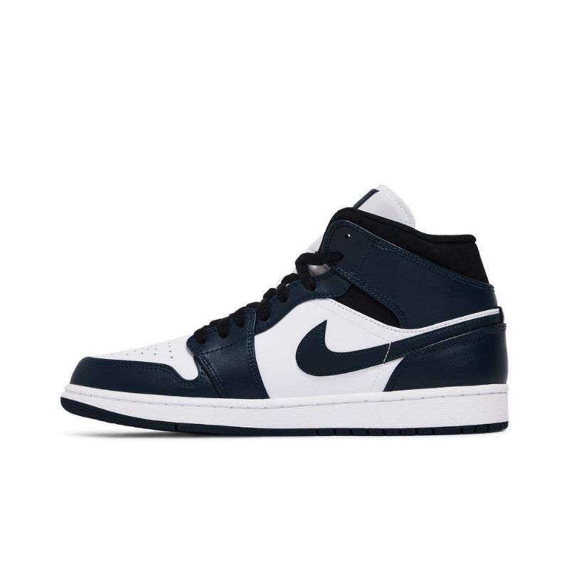 Air Jordan 1 Mid Marineblå Hvid Sort Sko Herre