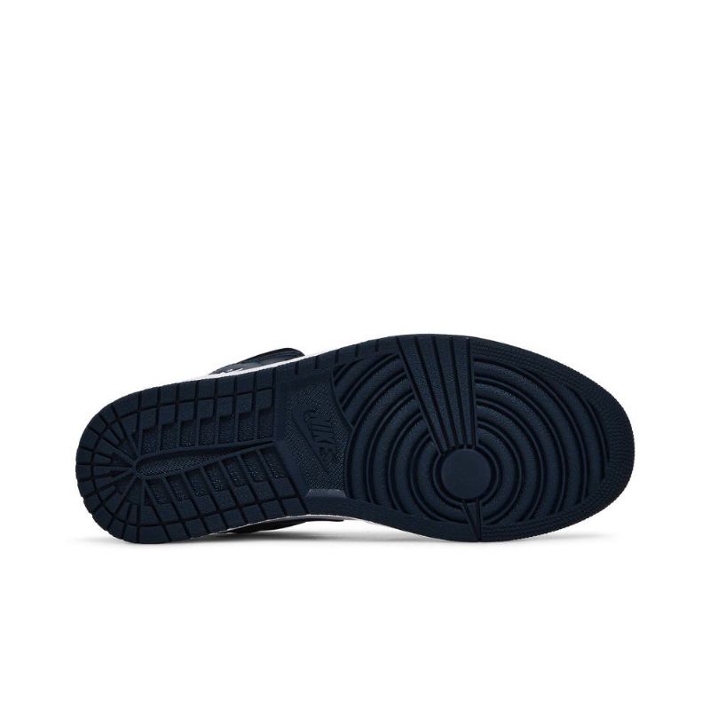 Air Jordan 1 Mid Marineblå Hvid Sort Sko Herre