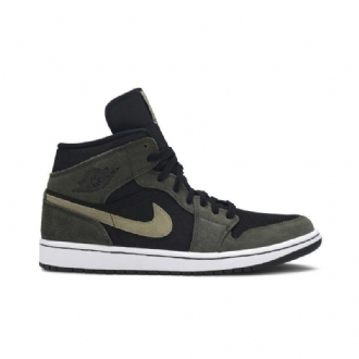 Air Jordan 1 Mid Olivengrøn Sort Sko Dame