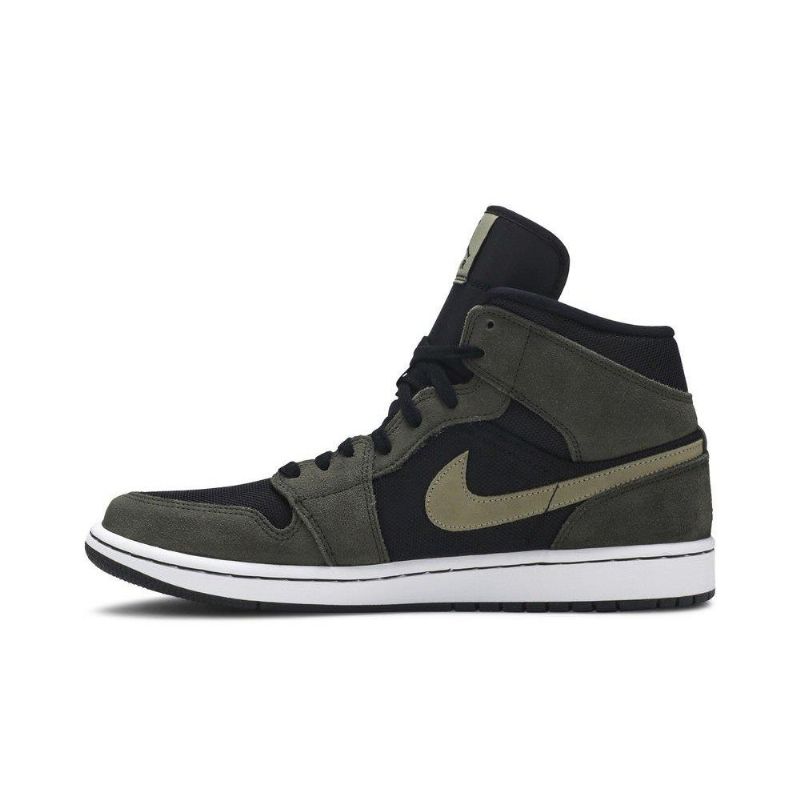 Air Jordan 1 Mid Olivengrøn Sort Sko Dame