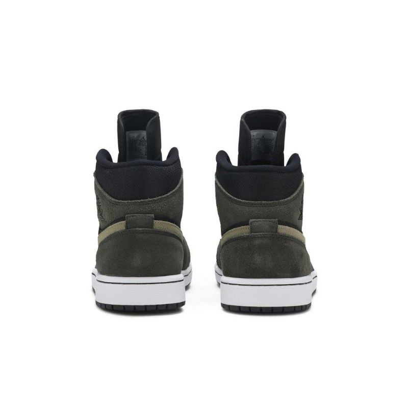 Air Jordan 1 Mid Olivengrøn Sort Sko Dame