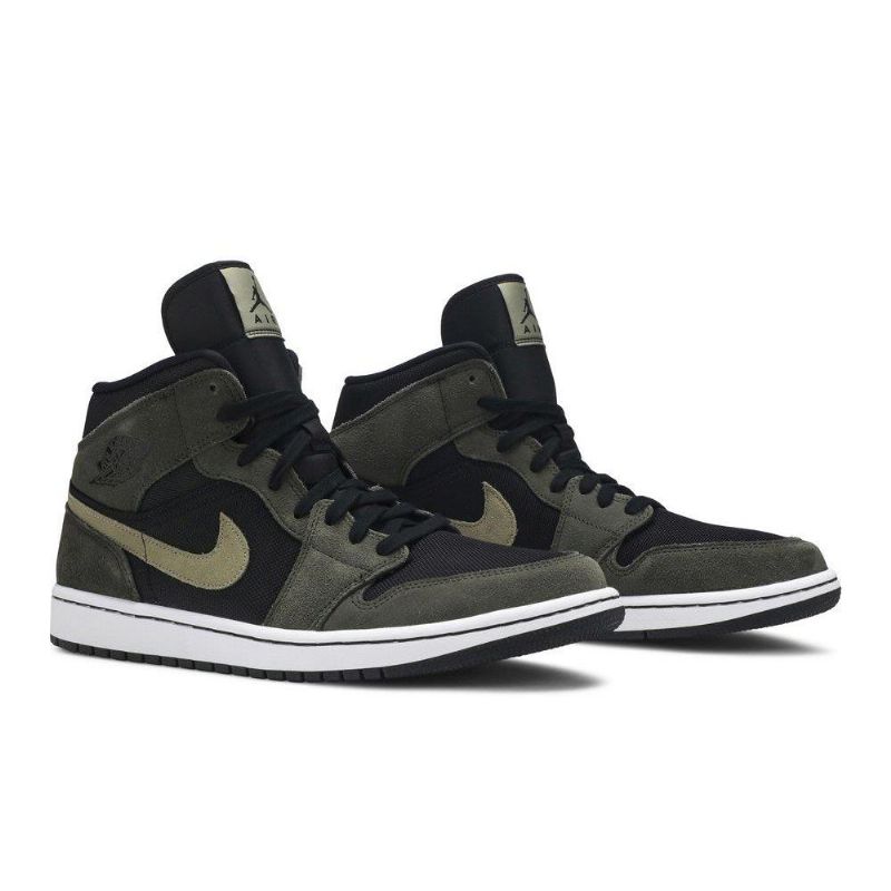 Air Jordan 1 Mid Olivengrøn Sort Sko Dame