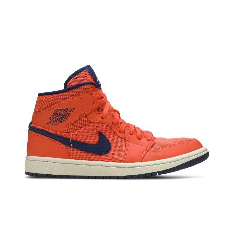 Air Jordan 1 Mid Orange Blå Sko Dame