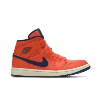 Air Jordan 1 Mid Orange Blå Sko Dame