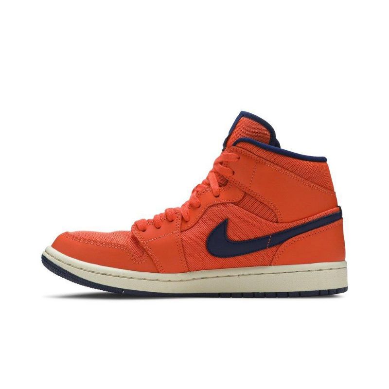 Air Jordan 1 Mid Orange Blå Sko Dame
