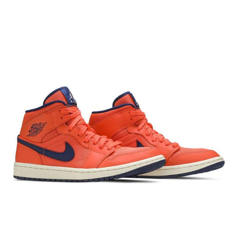 Air Jordan 1 Mid Orange Blå Sko Dame