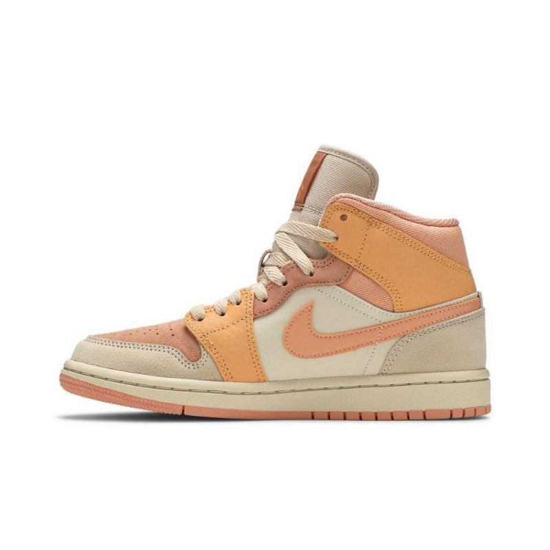 Air Jordan 1 Mid Orange Lyserød Khaki Sko Dame