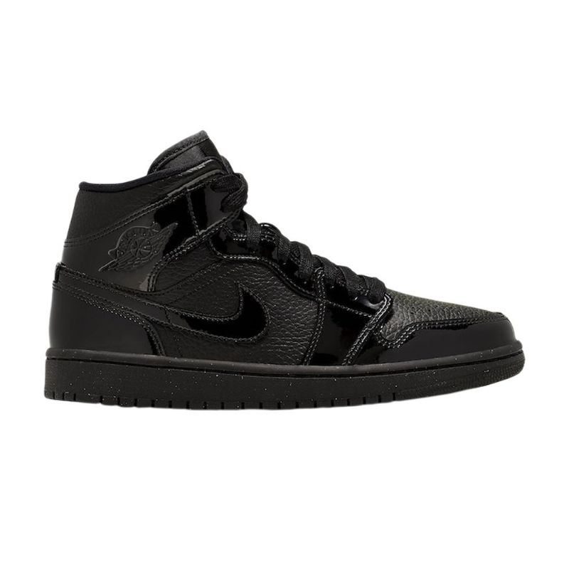 Air Jordan 1 Mid Patent Sort Sko Dame