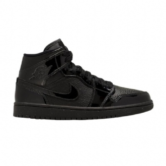 Air Jordan 1 Mid Patent Sort Sko Dame