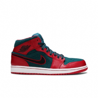Air Jordan 1 Mid Rød Blå Sort Sko Herre
