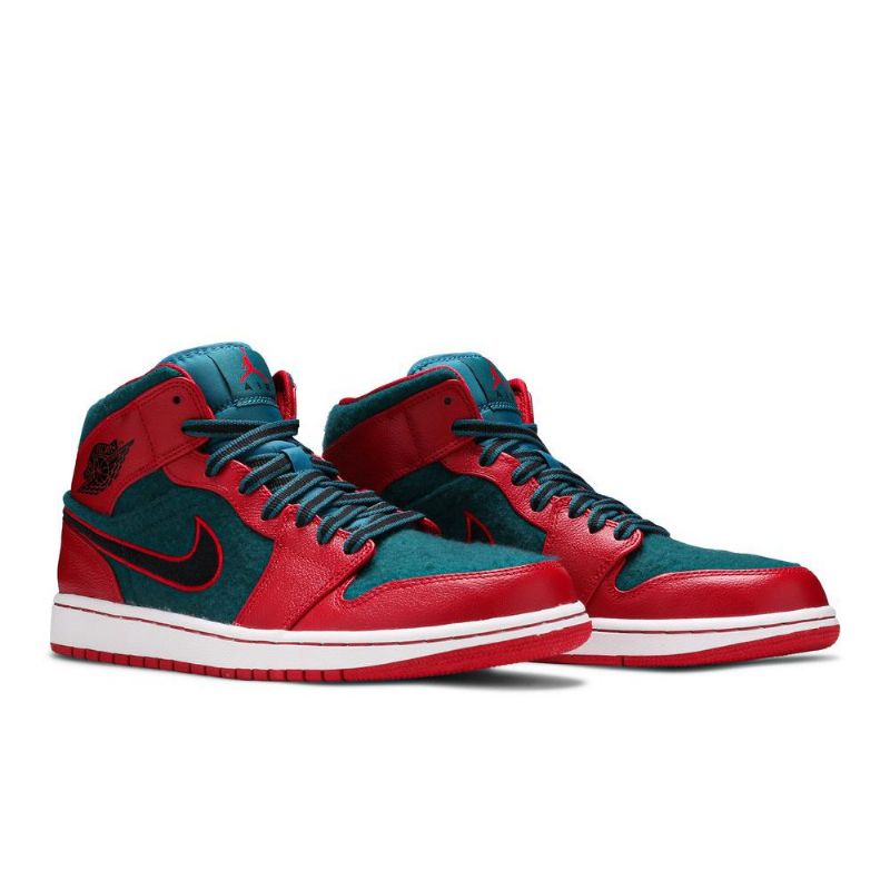 Air Jordan 1 Mid Rød Blå Sort Sko Herre