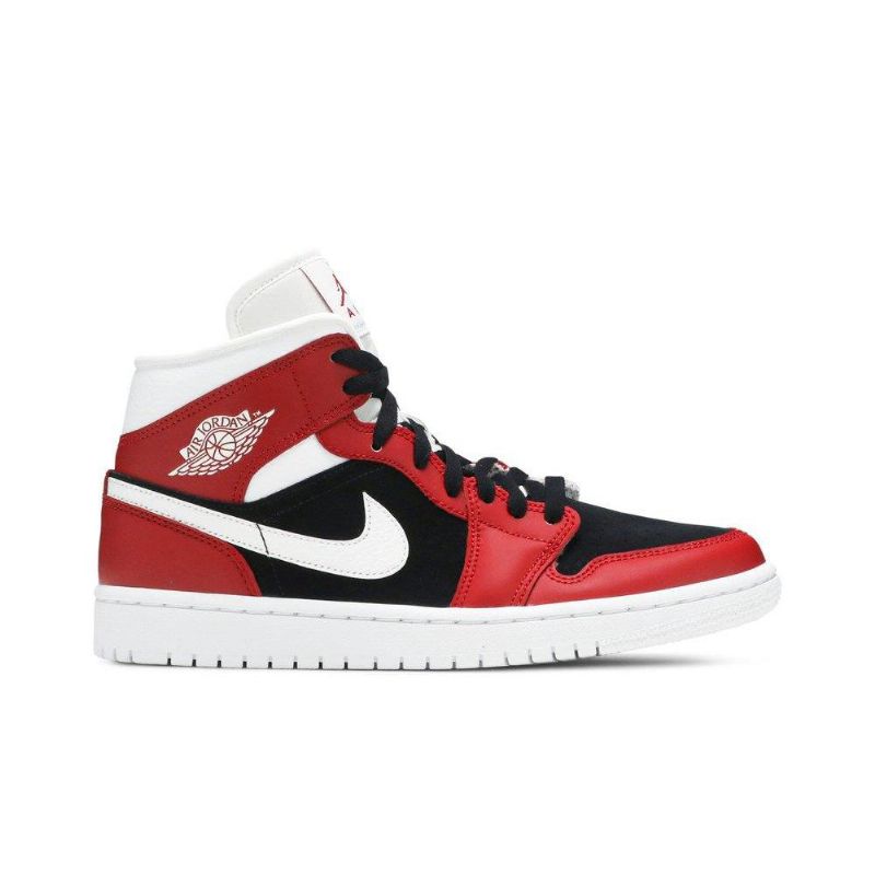 Air Jordan 1 Mid Rød Hvid Sort Sko Dame