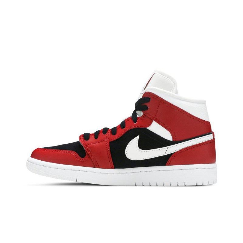 Air Jordan 1 Mid Rød Hvid Sort Sko Dame