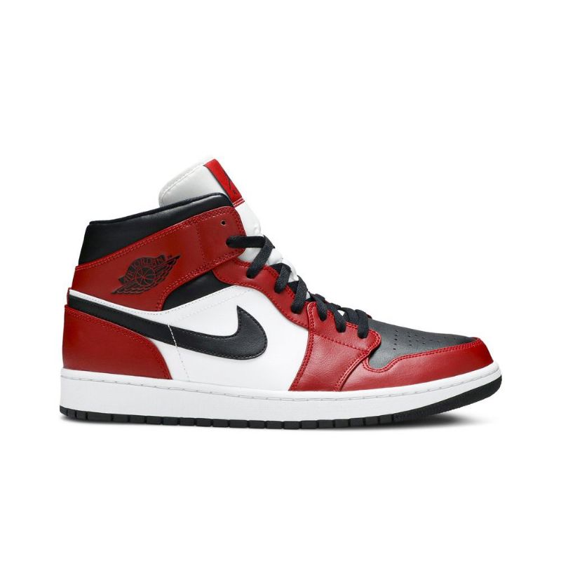 Air Jordan 1 Mid Rød Hvid Sort Sko Herre