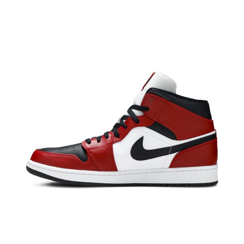 Air Jordan 1 Mid Rød Hvid Sort Sko Herre