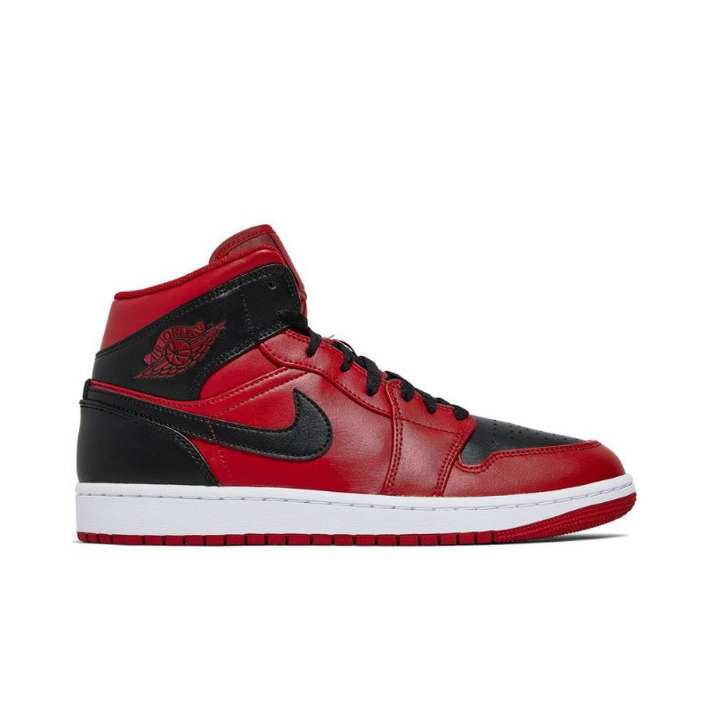Air Jordan 1 Mid Rød Sort Hvid Sko Herre