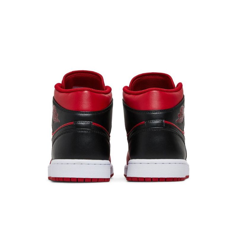 Air Jordan 1 Mid Rød Sort Hvid Sko Herre